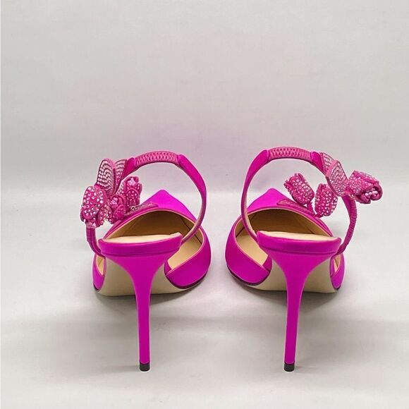 Mach & Mach Wonder Tulip 95MM Silk & Crystal Slingback Pumps size 40.5 - Picture 9 of 15